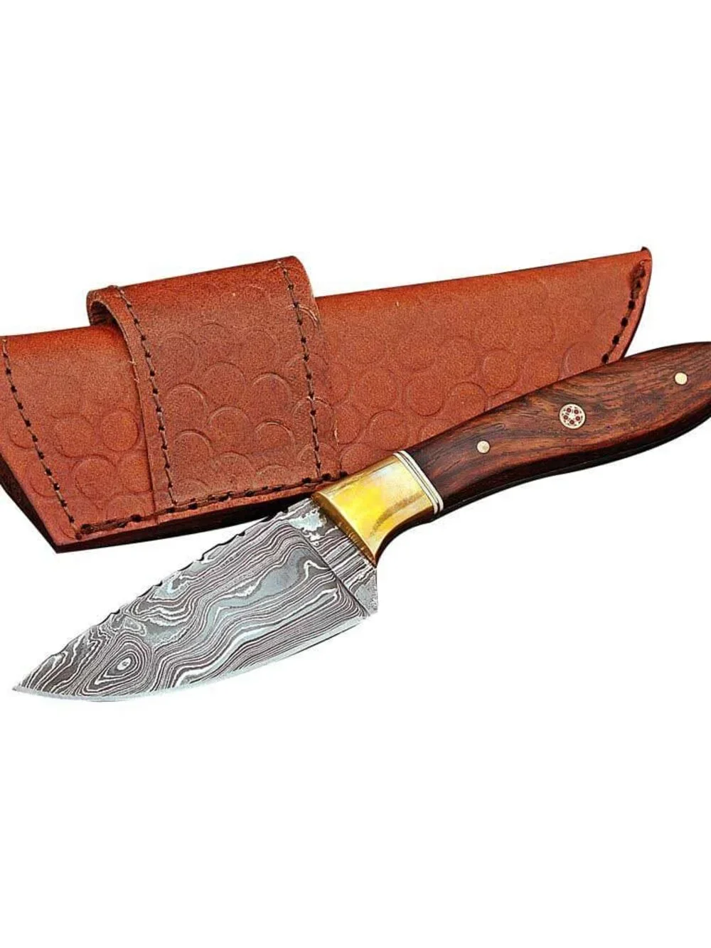 5 Pc Damascus Skinner Knife Set Handmade Hunting Skinning Knives Leather Sheath
